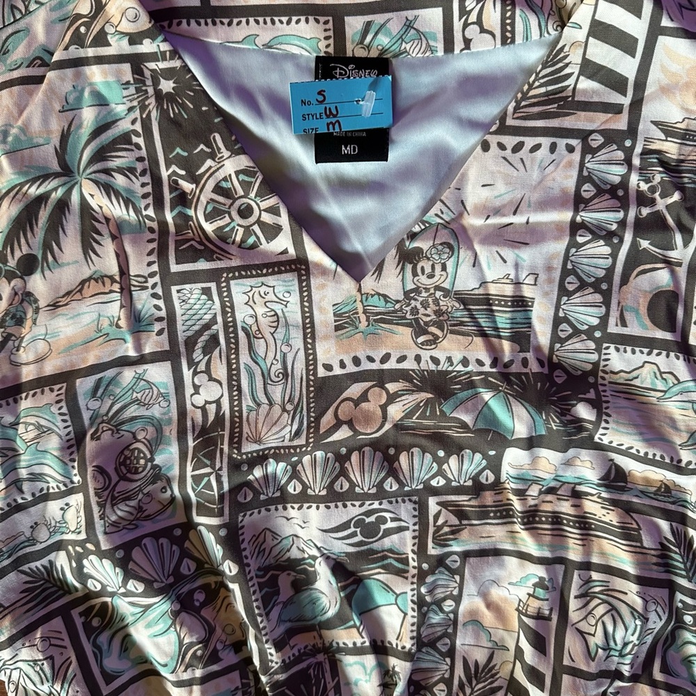 Disney Multi-Color Tropical Print Dress with Mint Belt - Picture 7 of 9